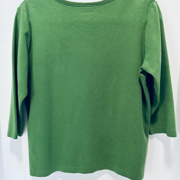 LL BEAN Women's 3/4 Sleeves V-neck Shaped Pullover T-Shirt I Top - Picture 4 of 5
